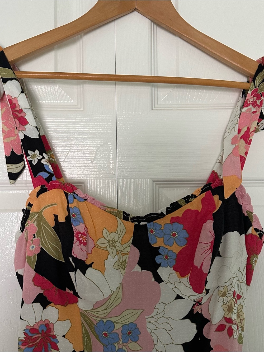 Jessica Simpson Black Floral Mini Dress with Pink, Orange & Blue Flowers